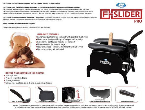Cloud 9 f-slider pro heavy duty self pleasuring chair (net) color light dildo